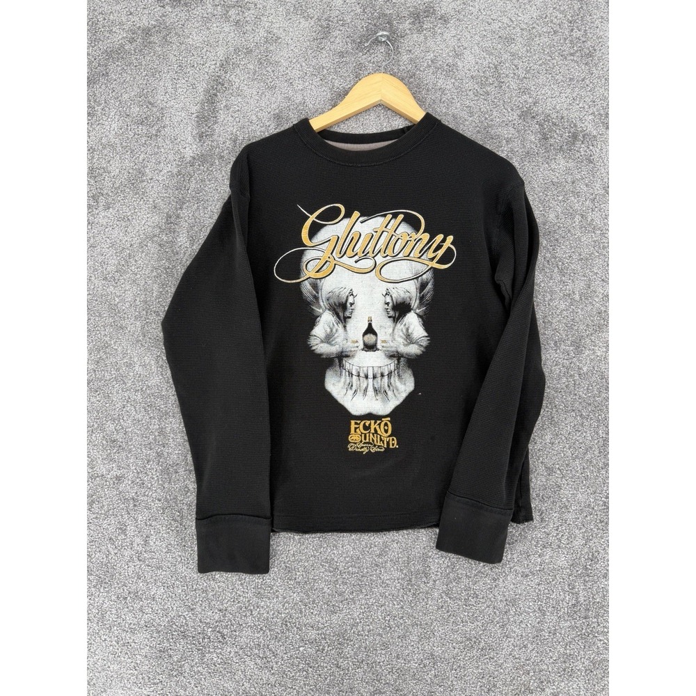 Vintage Y2K Ecko Unltd "Gluttony" Thermal Waffle Knit Mens Small‎
